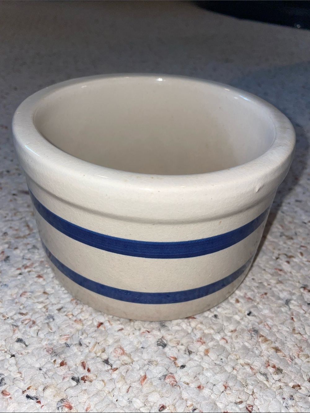 Classic Ceramic Crock with Blue Stripe Accent
